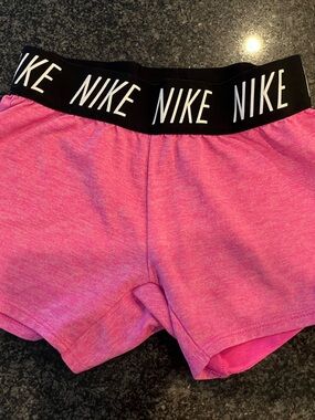 Nike Size Small Pink Kids' Athletic Shorts with Black Branded Waistband
